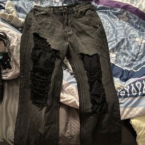 FashionNova Distressed Black Women's Jeans
